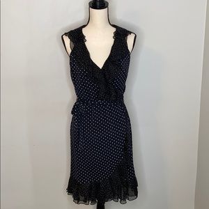 White House Black Market polka dot ruffle dress -4